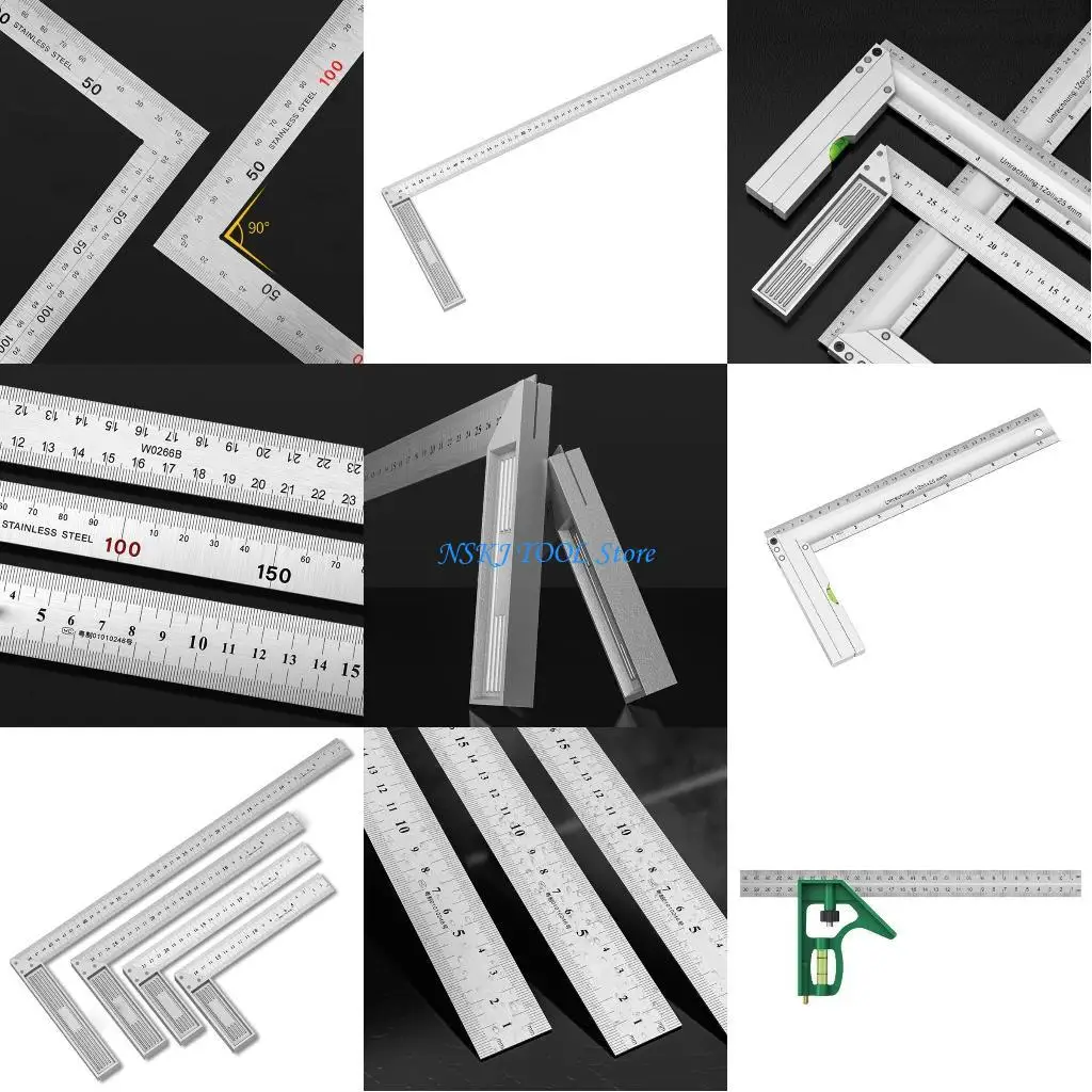

L8RC Angles Ruler Square 90 Degree Right L Shaped Ruler Woodworking Protractors Tool