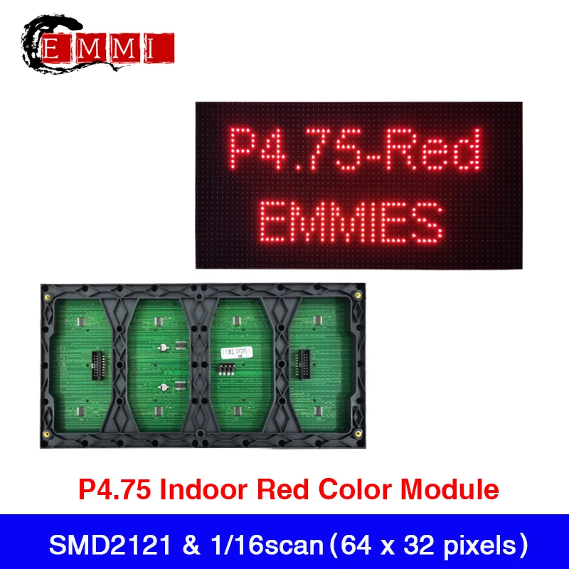 P4.75 Indoor Red Color LED Display Panel 304mm x 152mm ,64 x32 Pixels , 1/16scan LED Display SMD Module