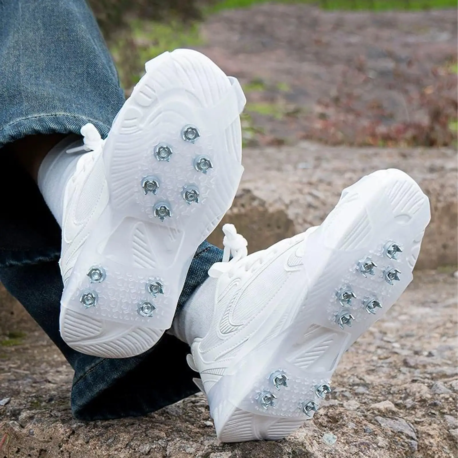 1 Pair Anti Slip Shoe Snow Grips Cleats for Ice Snow Shoes Gripper with 10 Steel Studs Crampons Spike Ice Cleats Traction Grip