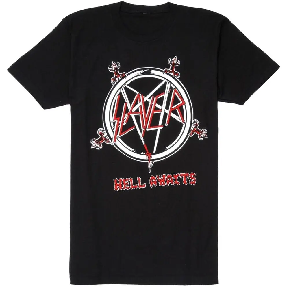 Slayer Men's Hell Awaits 1985 Concert Tour Tee T-Shirt in Small Black