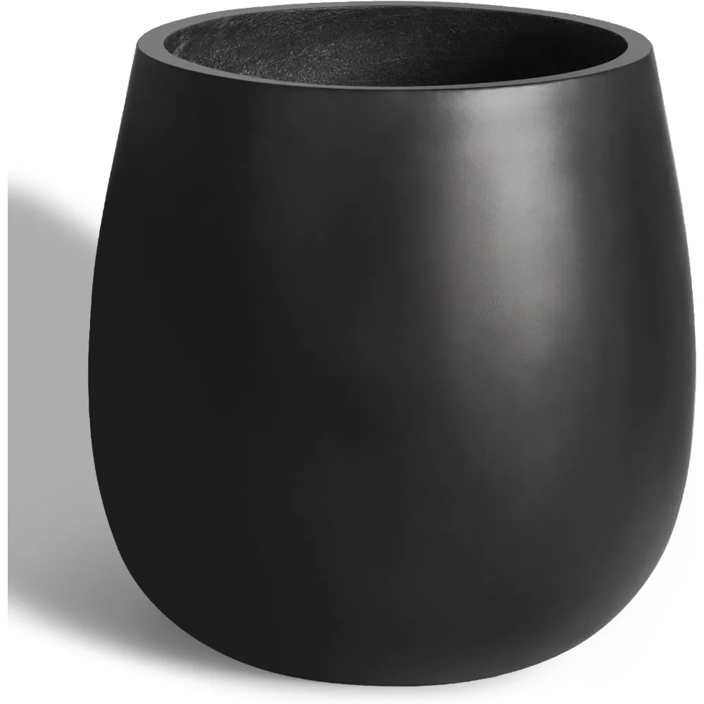 

Oval Concrete Planter Outdoor, Large Cement Plant Pots Indoor for Trees Flowers (Black, 18.5 inch)
