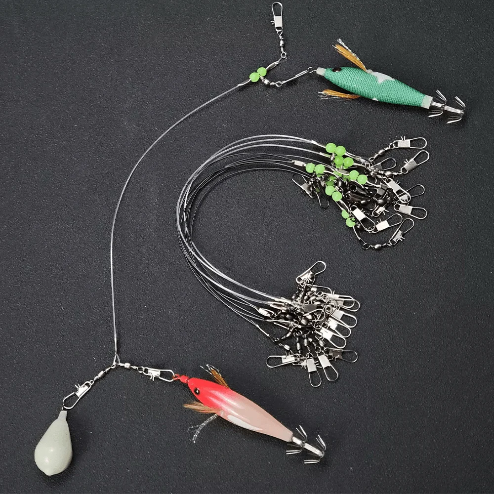 10-teiliges Set Anti-Tangle Leuchtperlen Schnellverschluss-Wirbel für Egi Jig Salzwasser Boot Ufer Oktopus Tintenfisch – Detail 2