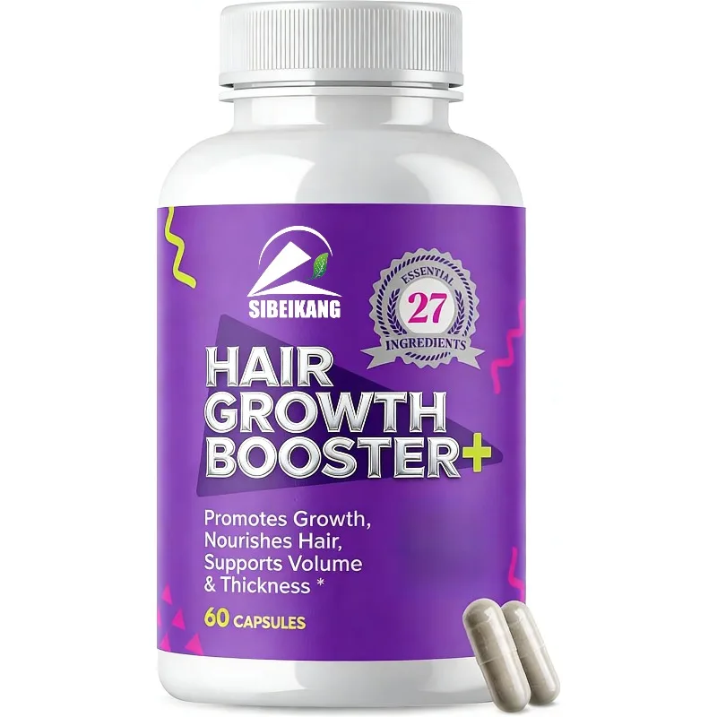 Natural hair growth vitamin biotin supplement capsules containing plant complexes - hair, skin, and nail health support