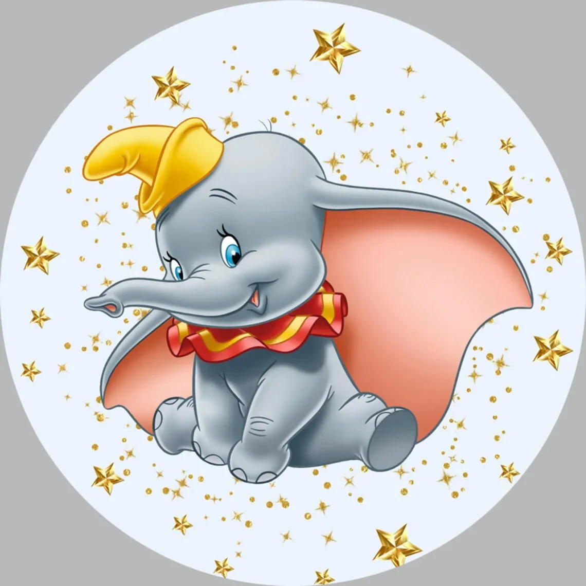 ديزني كرتونية مخصصة غطاء خلفية مستديرة للأطفال ، سيور دامبوس فيل ، خلفية صور دائرية مرنة ، لافتة قماشية ، عيد ميلاد