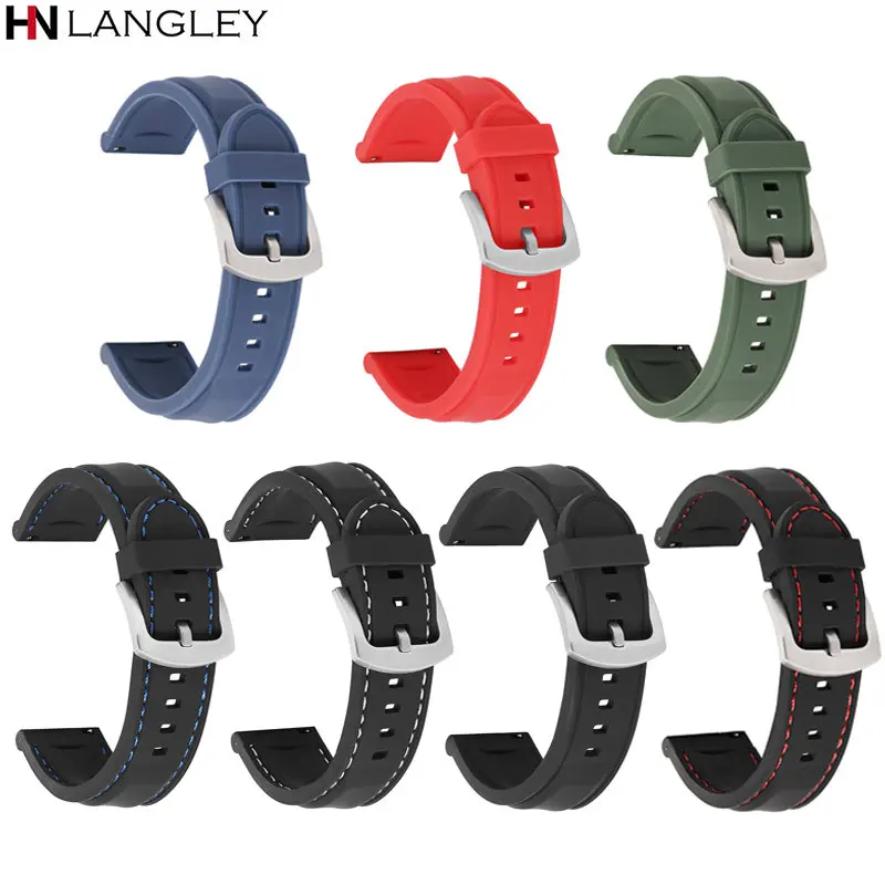 18mm 20mm 22mm 24mm Rubber Strap for Samsung Galaxy Watch 42mm 46mm Band Quick Release Silicone Men Sport Waterproof Bracelet