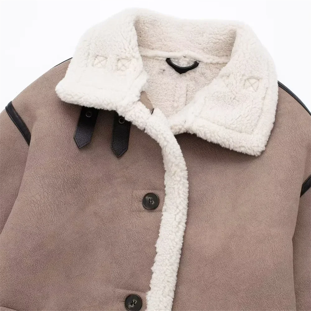 Fur and fur integrated medium long coat with thick velvet for winter women's temperament cotton coat windbreaker jacket