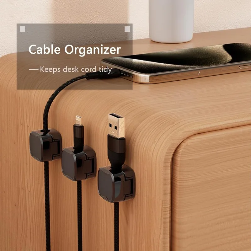 24/1pcs Magnetic Cable Clips Adjustable Cord Holder Under Desk Cable Management Wire Keeper Home Office Cables Clip Organizer