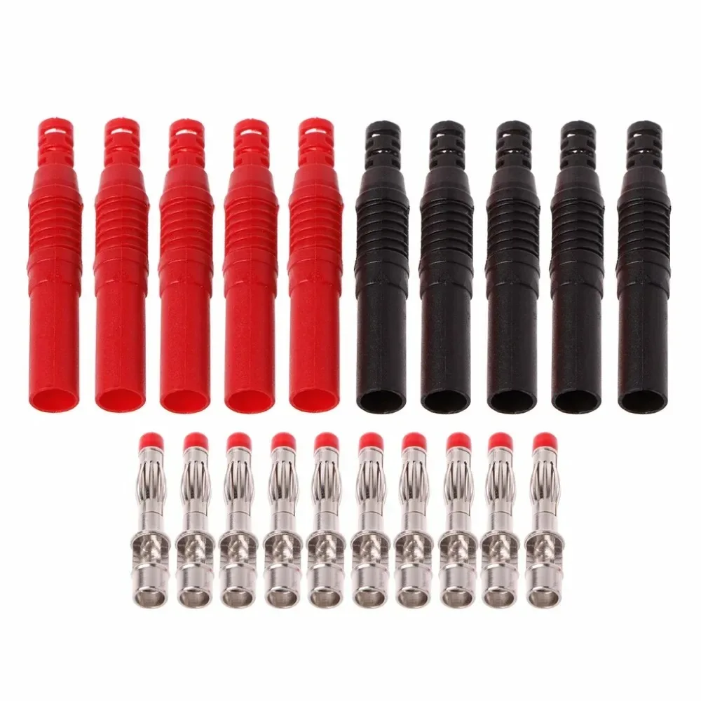5pcs Straight 4mm Plug Banana Plug Connector Binding Post Banana Socket Black Stackable Banana Jack For Instrumentation