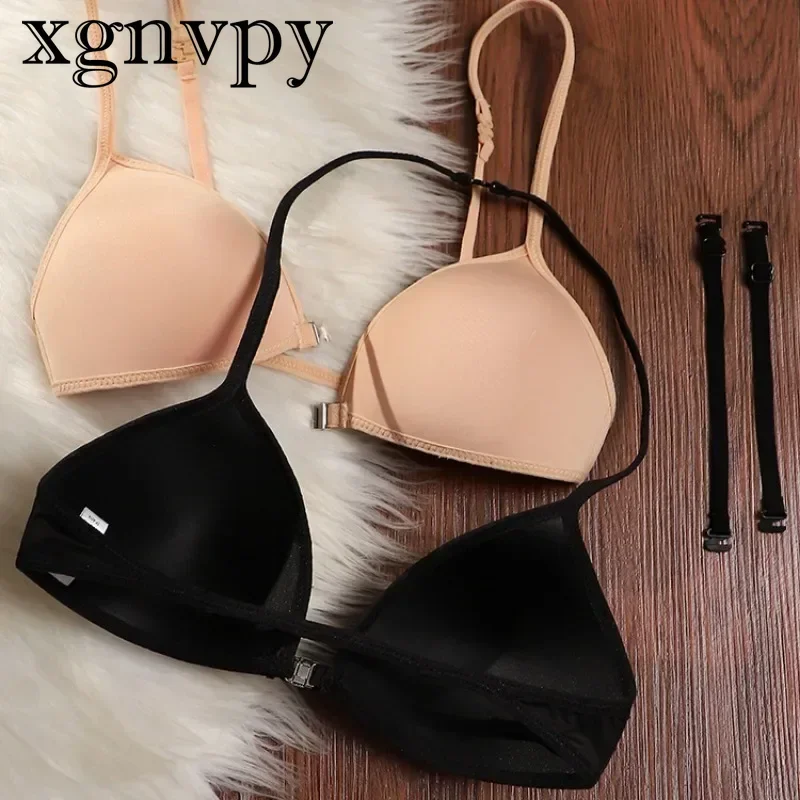 

xgnvpy Elegant Backless Bra - French Triangle, Push-Up Front, Bikini Style, Thin & Comfortable Lingerie for Women