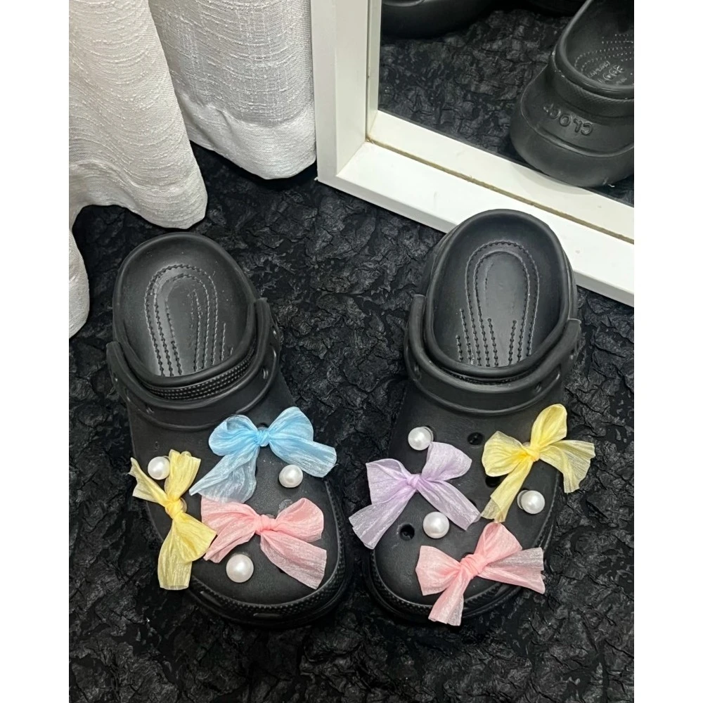 12pcs Colorful Butterfly Shoes Charm Pearl Shoes Accessories for Girls Hole Shoes DIY Gift