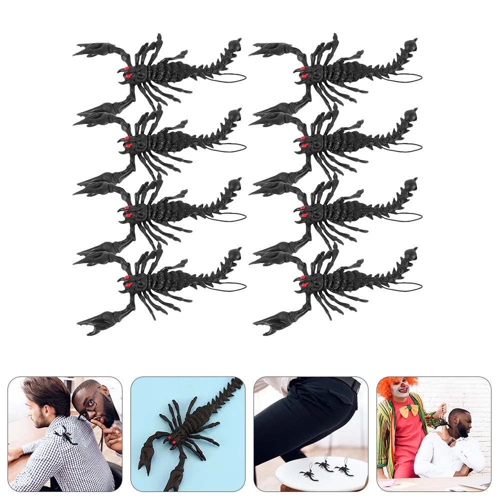 8 Pcs Scorpion Festival Cosplay Props Artificial Halloween Simulation Decorations Black Trick Toy Plaything