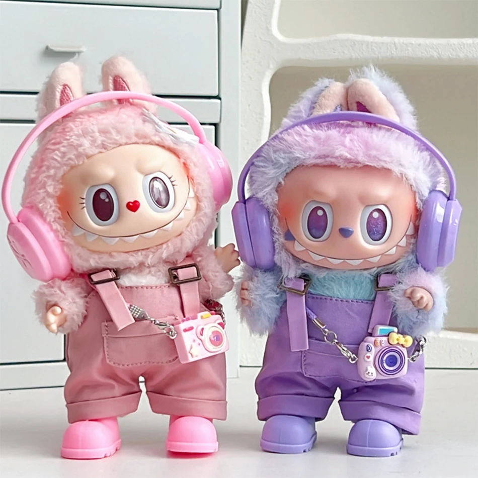 In Stock For Labubu Clothes Dolls Sitting Party 1St 2Nd 3Rd Headphones Overalls Shoes Set Apparel Accessories Lovely Outfit Gift