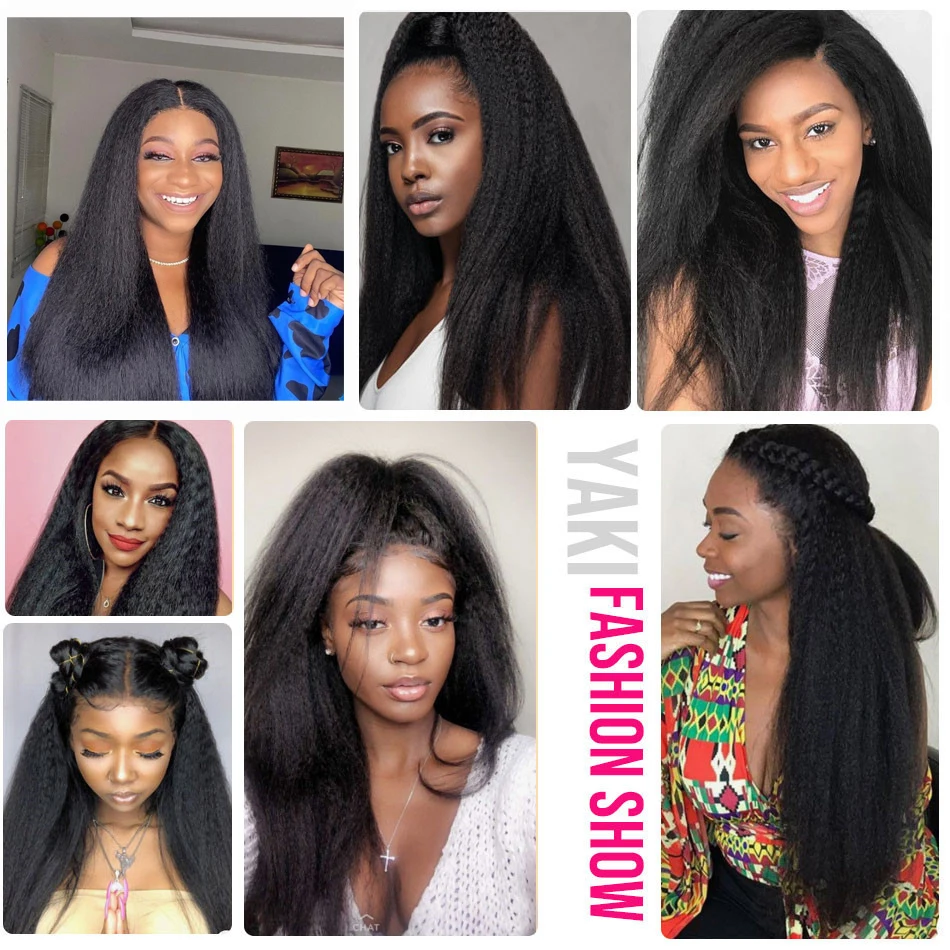 Kinky Straight 13x4 HD Lace Frontal Wigs 100% Human Hair For Women Pre Plucked Yaki Straight HD Lace Front Wigs 4x4 Closure Wig