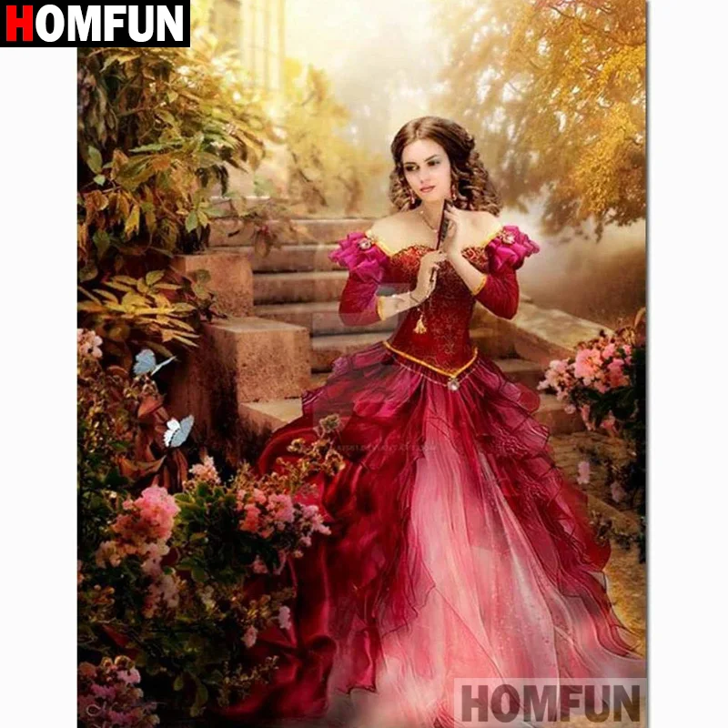 

HOMFUN алмазная живопись полный квадратный/круглый бриллиант "персонаж красоты" узор вышивка крестиком 5D горный хрусталь живопись