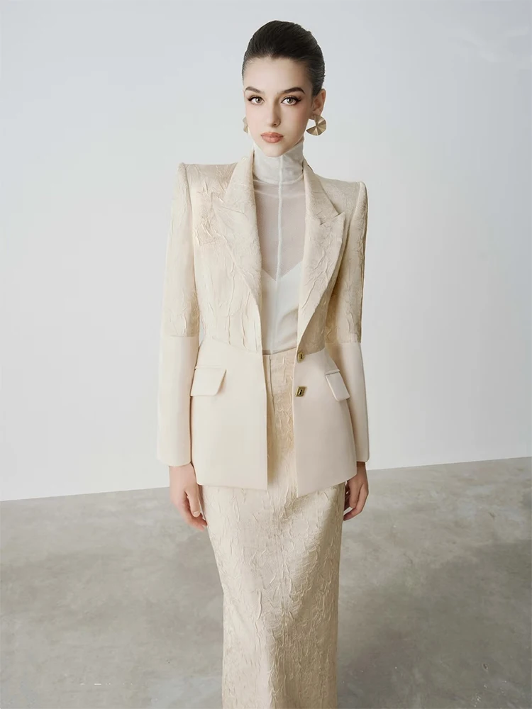 

Ele Commuter Костюм с цветочной вышивкой Jaet Женская осенне-зимняя утягивающая длинная юбка Комплект из двух предметов Faionable Profional