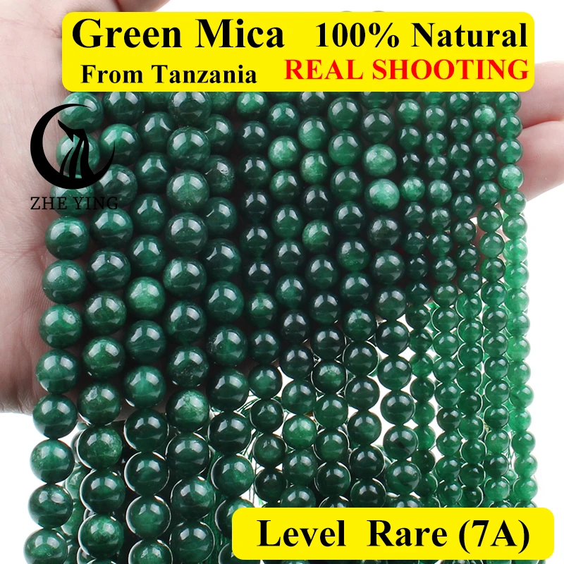 Zhe Ying Top Qualite Green Jade Natural Loose Round Healing Gemstone Beads for Bracelet Necklace Earrings Diy Handmade