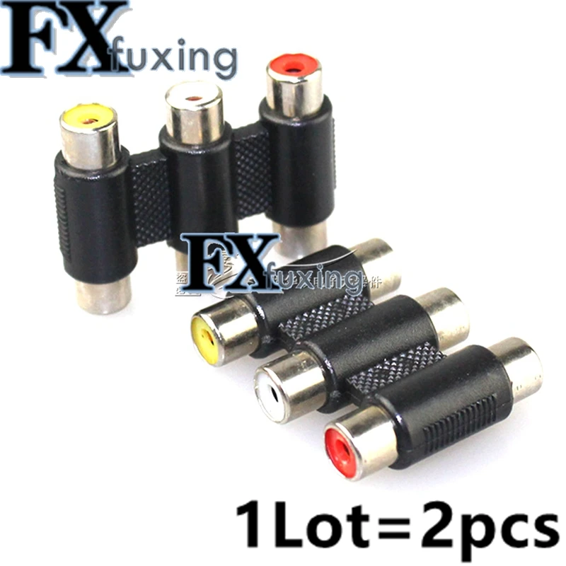 2PCS Multi-Functional Audio Video Connector 3 RCA AV Coupler Mini 3RCA Female To Female Adapter Socket Extension Converter