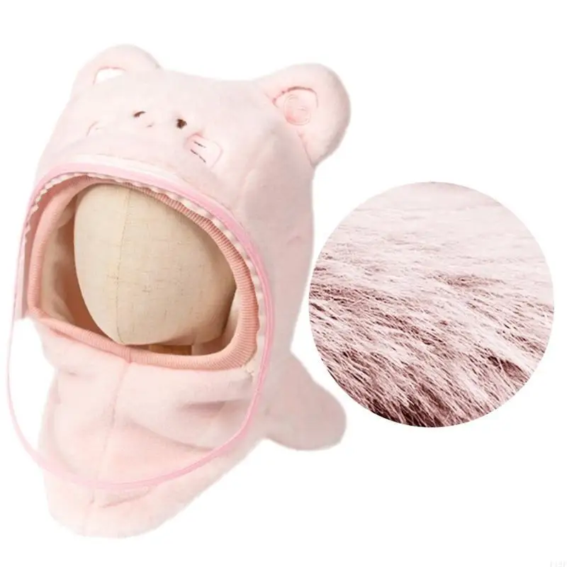 

F19F Cartoon Hat with Mask Windproof Neckerchief Earflap Hat Scarf Winter Baby Hat