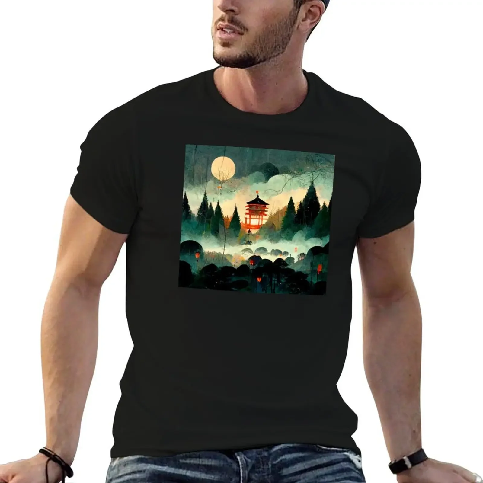 

Lanterns in the forest T-Shirt aesthetic clothes basketball graphic tees men t shirts high quality