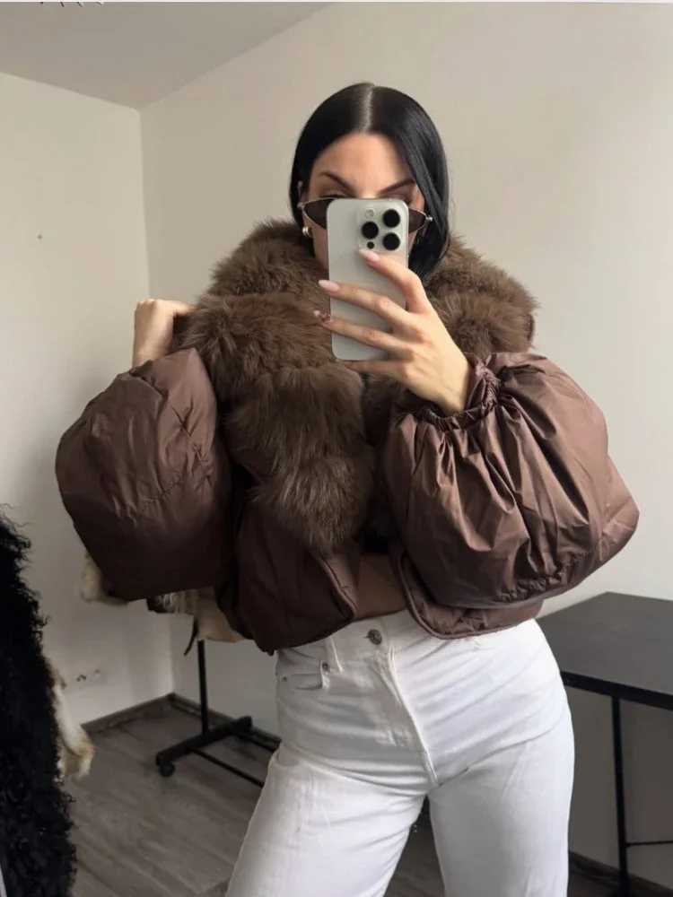 Luxury Puffer Jacket Female Super Real Fur Coat Women 2026 Winter 90% White Duck Down Jacket Lady Big Natural Fox Fur Collar