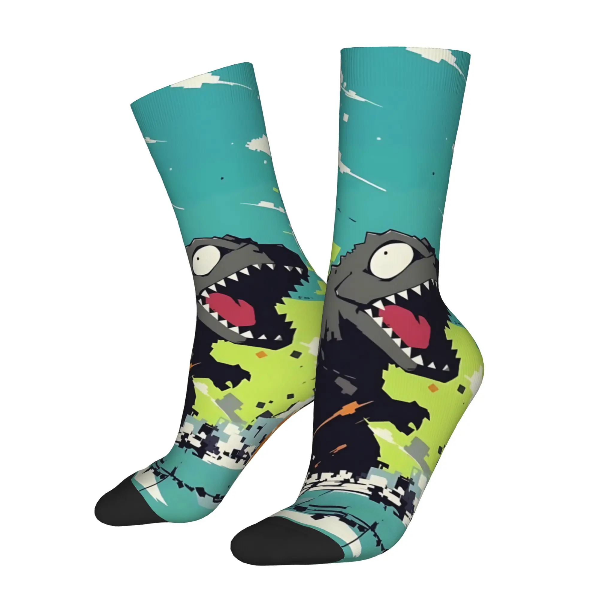 

Running Socks Vintage cartoon dinosaur Desgin Crazy Socks Unisex Harajuku Pattern Printed Funny Crew Sock