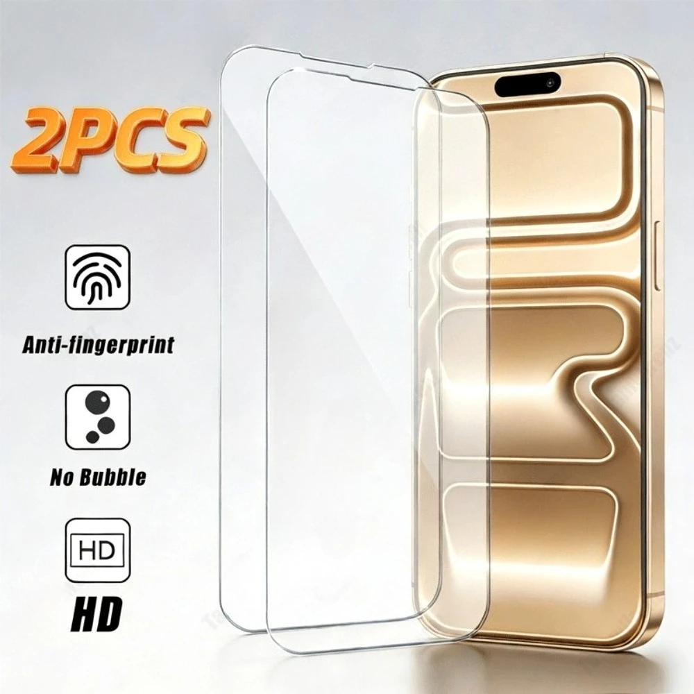 

2Pcs Ultra HD Full Screen Protector for iPhone 17 16 15 14 Pro Max Air 13 12 11 Pro Mini 16 15 Plus Anti-Scratch Tempered Glass