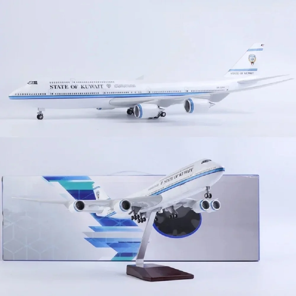 

1:150 Scale B747 Kuwait Airways 47cm Diecast Resin Model Plane Kit For Adult Toy Airplane Decoration Gifts With Light And Wheels