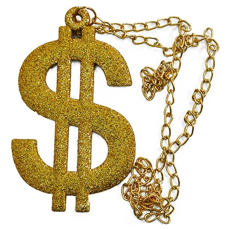 Collana dorata con catena, pendente con dollari con catena punk hip-hop per le donne Dropshipping