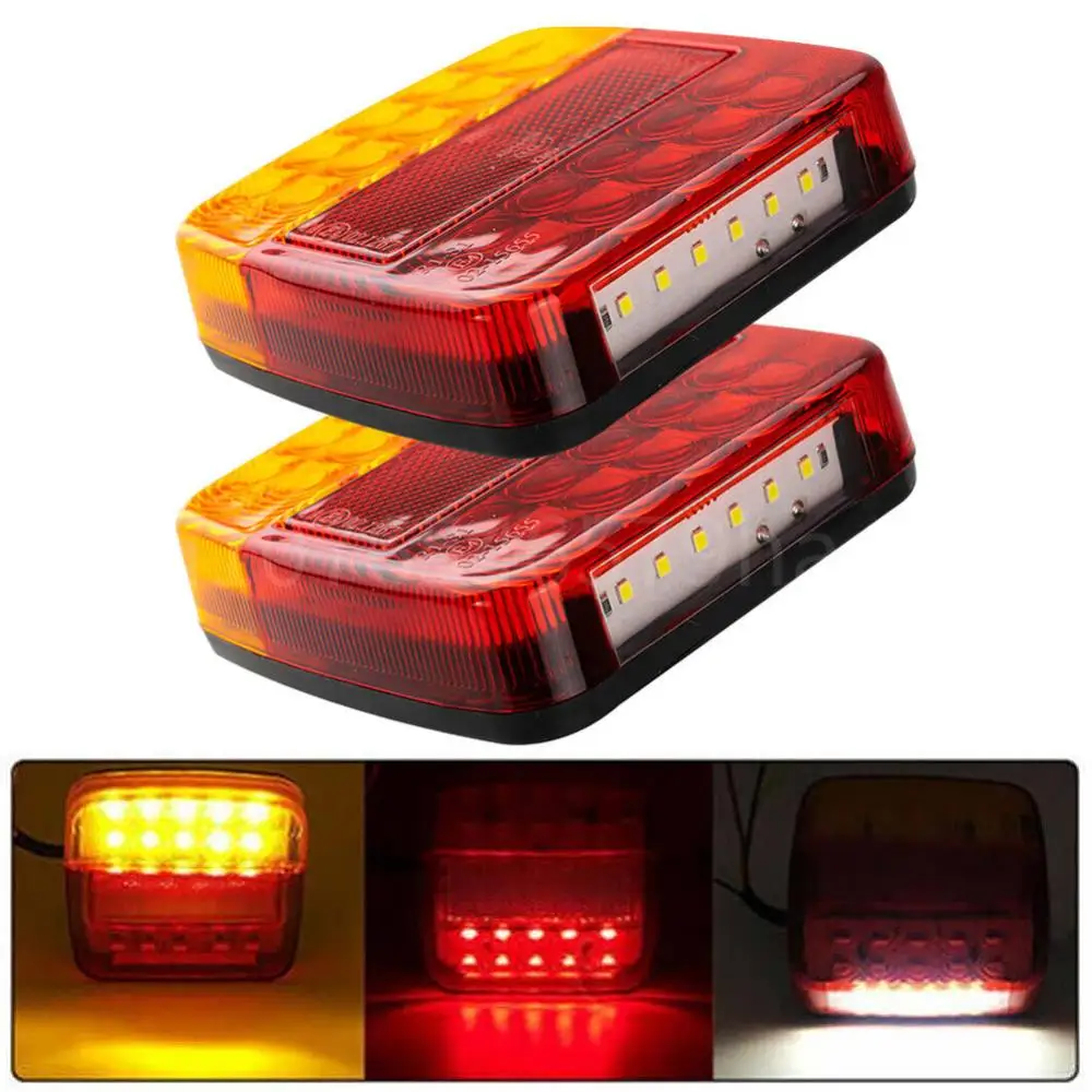 

2Pcs Trailer Tail Lights Super Bright 12V Submersible Boat Truck Lamp Taillight Turn Signal Indicator for Trailer Truck Caravan