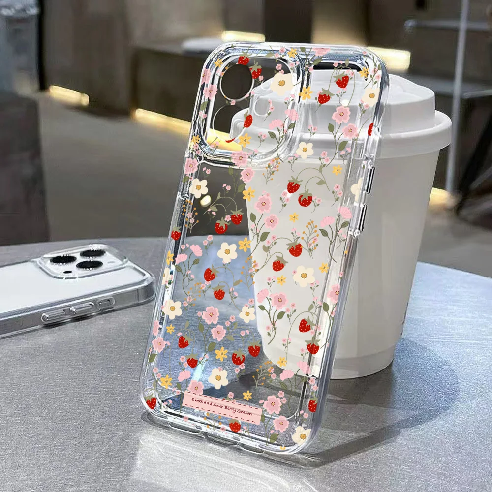 

Flower Clear Phone Case For iPhone 17 16 15 13 14 11 12 Pro Max Air 16e 7 8 Plus XR SE 2022 2020 Fashion Shockproof Soft Cover