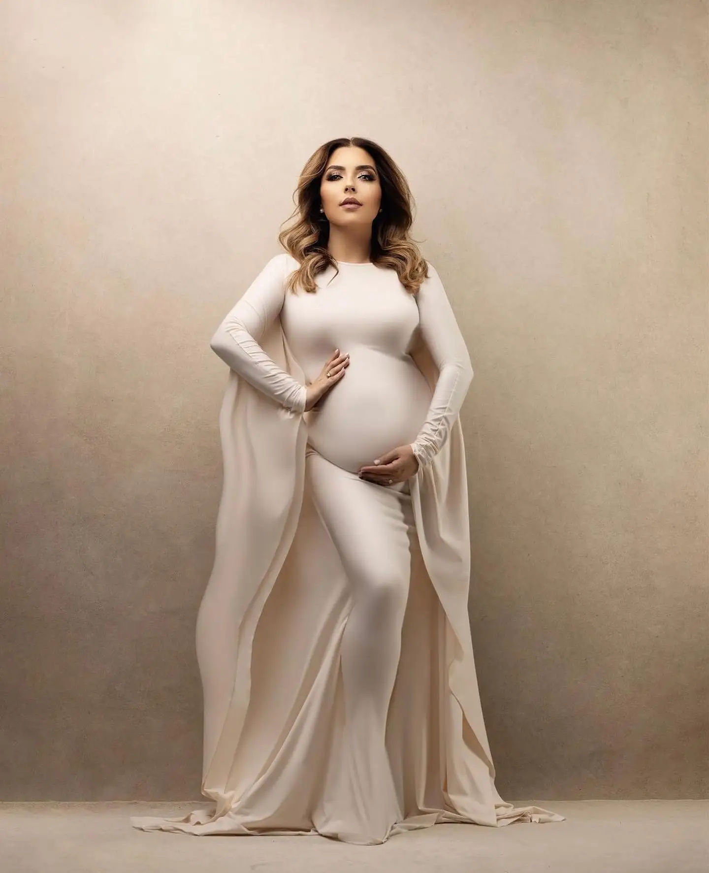 

Maternity Photography Props Dress Elastic Fabric Bat Shirt Suitable For Taking Photos Pregnant Women Family Party Goddess Dress