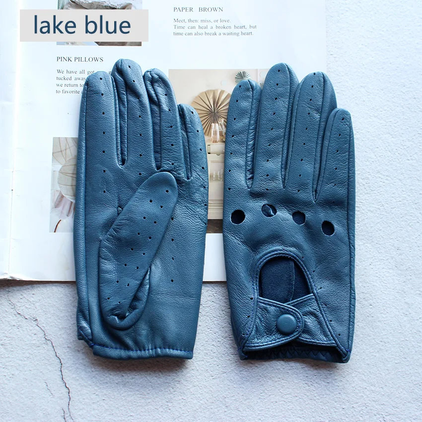 Women's Single-Layer Unlined Thin Driving Leather Gloves Hollow Style Outdoor Cycling Driver Gloves Free Shipping