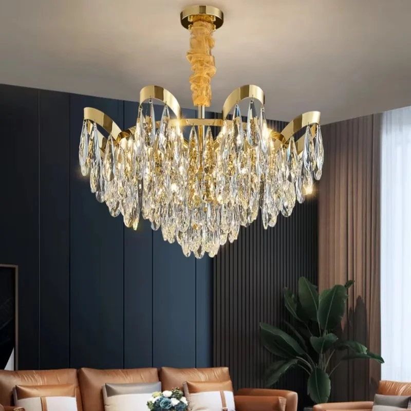 Gold Crystal Chandelier For Living Room Creative Hanging Lamp Led Home Decoration Indoor Lighting Luxury Bedroom Cristal Lustre