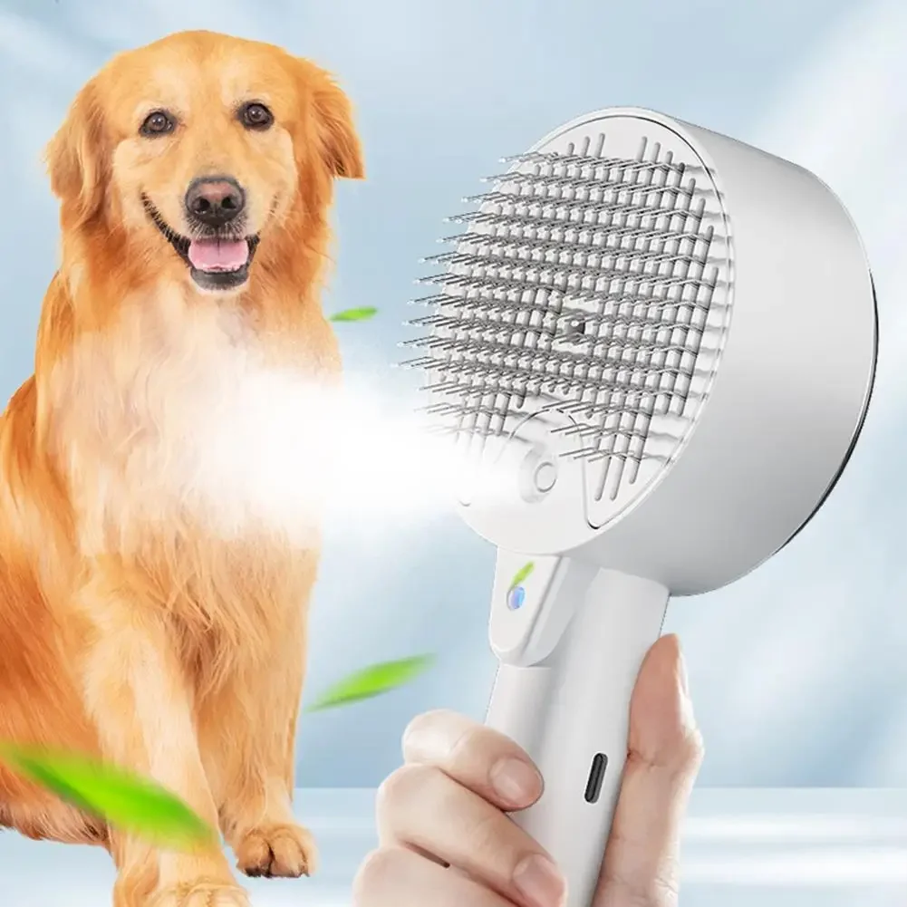 Cat Spray Brush for Shedding Pet Dog Cat Brush with Steam Self Cleaning Dog Steamy Brush Pet Hair Removal Grooming Steam Comb