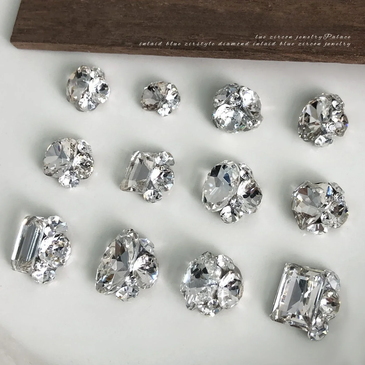5Pcs Handmade Nail Rhinestone Clusters No Base Square Pigeon Egg Crystal Gems Shiny Large Nail Ornaments for DIY Nail Art