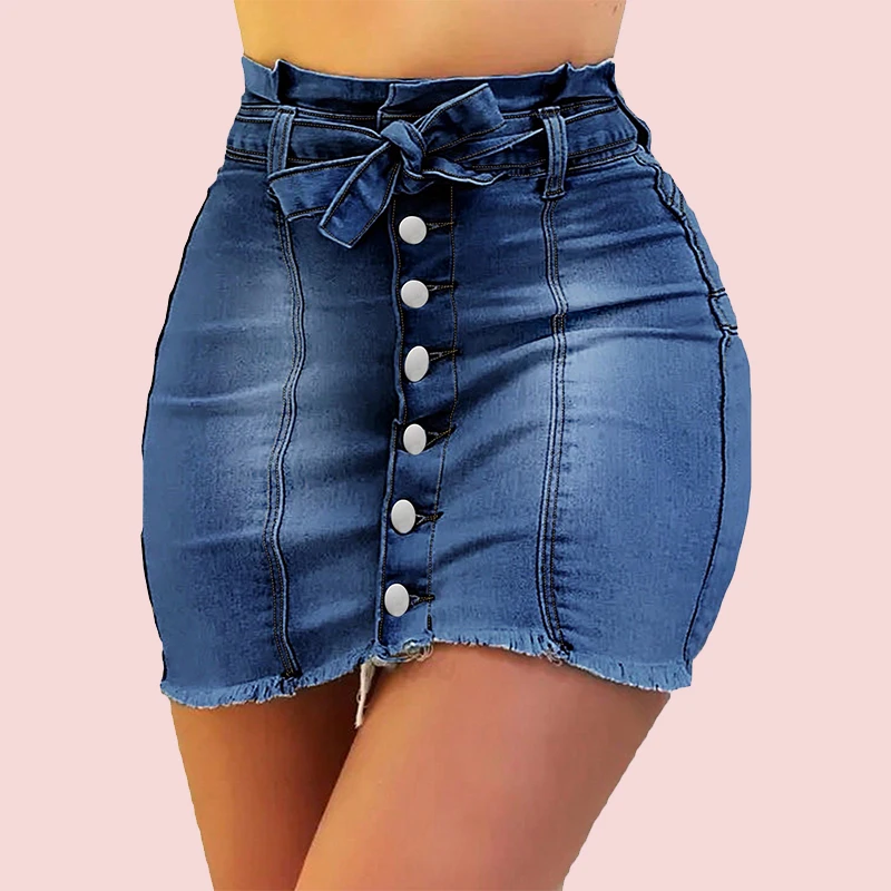 

Fashion Daily Casual Wear High Waisted Women's Slim Denim Skirt With Multiple Pockets Office Commuter Slim Wrap Hip Denim Skirt