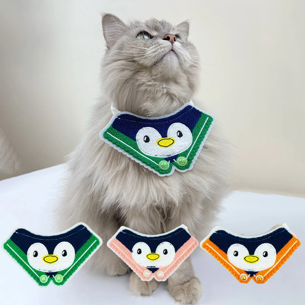 

1 Pc Pet Bib Cute Penguin Pattern Adjustable Bandana for Puppy Gift Photo Decorations