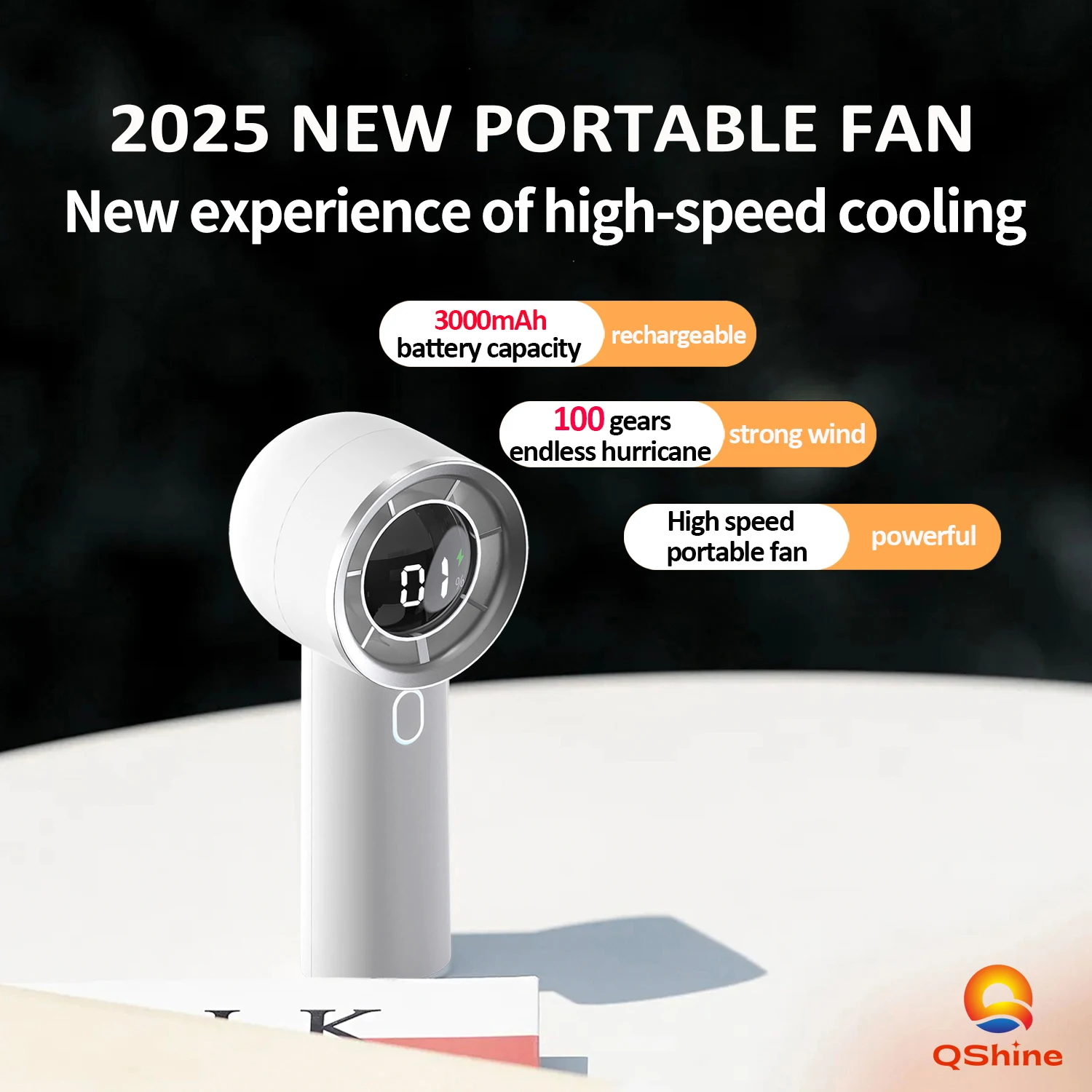 2025 New 3000mAh 100 Gears High Speed Fan Mini Air Conditioner Portable Fan Air Cooler with LED Display Screen Super Cool Wind