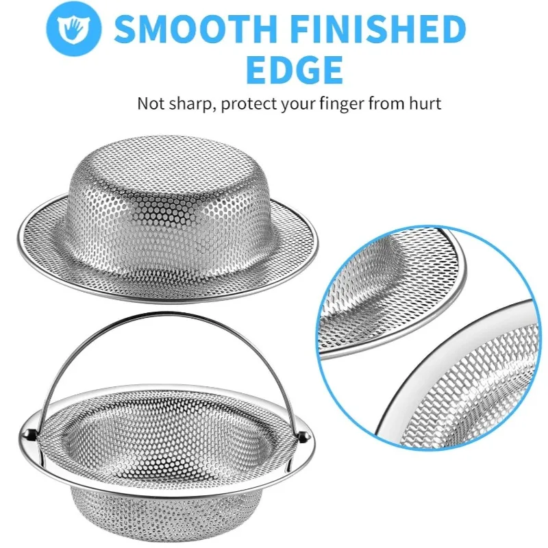 Stainless Steel Kitchen Sink Filter Floor Drain Mesh Bathroom Filters Drain Basket With Handle Bathtub Hair Catcher Stopper