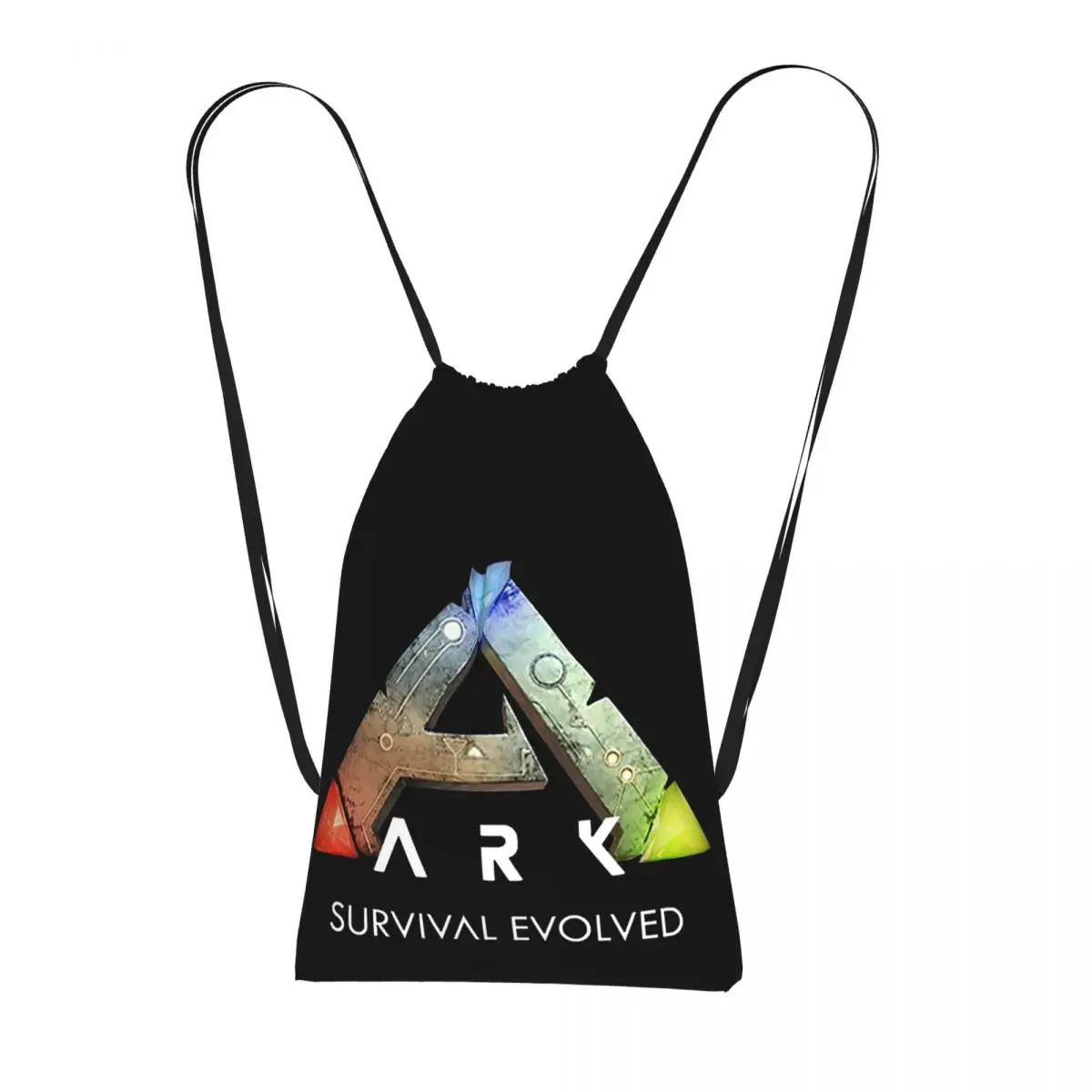 Ark Survival Evolved ( Black ) Drawstring Backpack Sports Gym Bag Portable Travel Drawstring Bag for Men Women