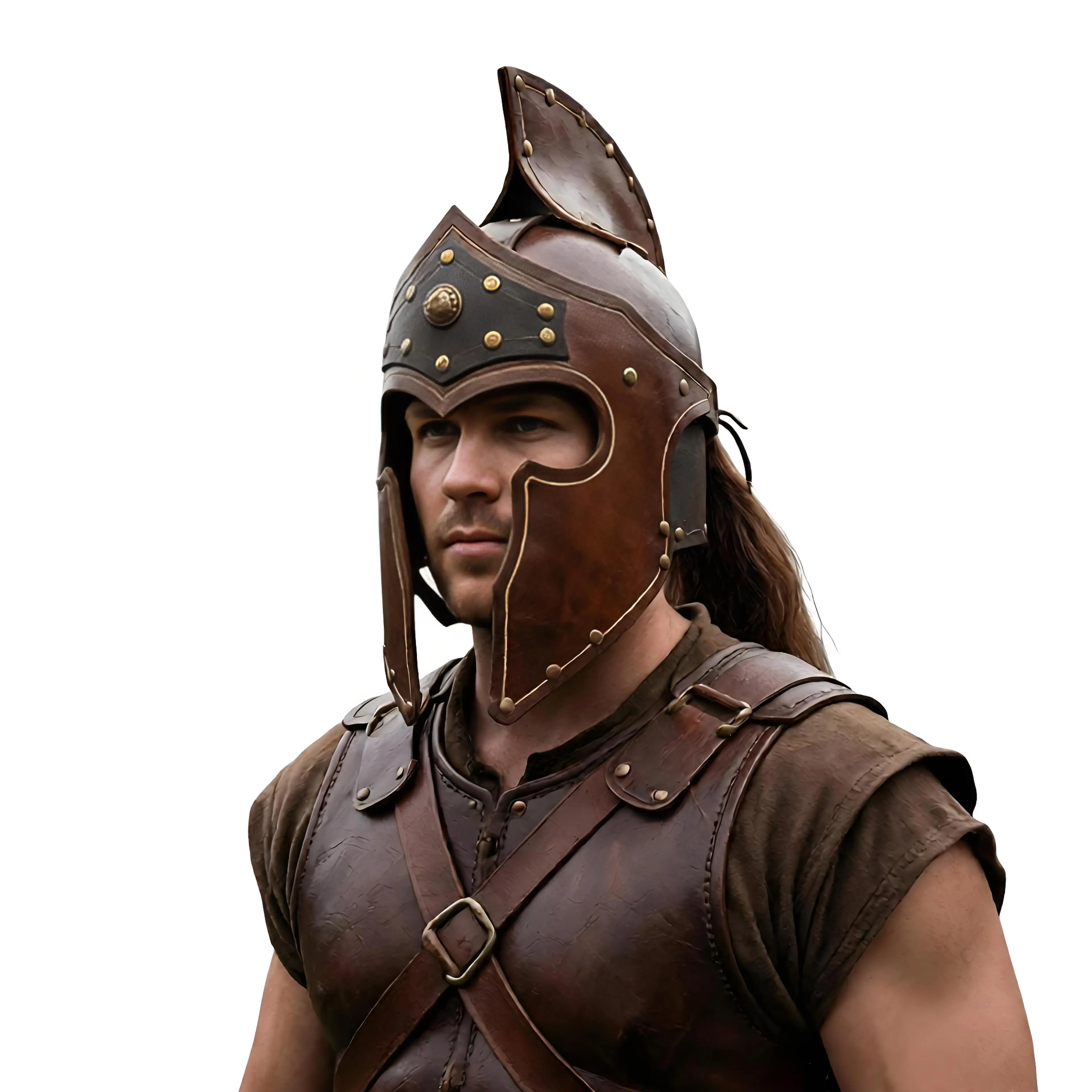 Soldier Retro Helmet Medieval Warrior Gladiator Leather Mask Cosplay Roman Egyptian Myth Halloween Carnival Party Costume Props