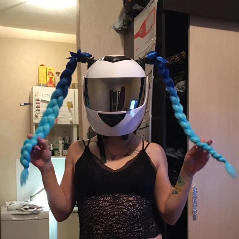 

2 шт. 24-дюймовые детские парики-косички для шлемов, декоративные аксессуары для мотоциклетных, велосипедных и лыжных шлемов