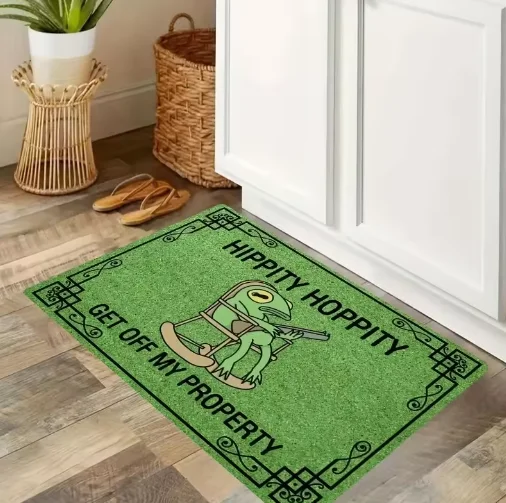 Hippity Hoppity Get Off My Property alfombras de bienvenida Retro, alfombrillas para puerta delantera de cocina, felpudo de entrada para sala de estar y dormitorio, alfombrilla antideslizante