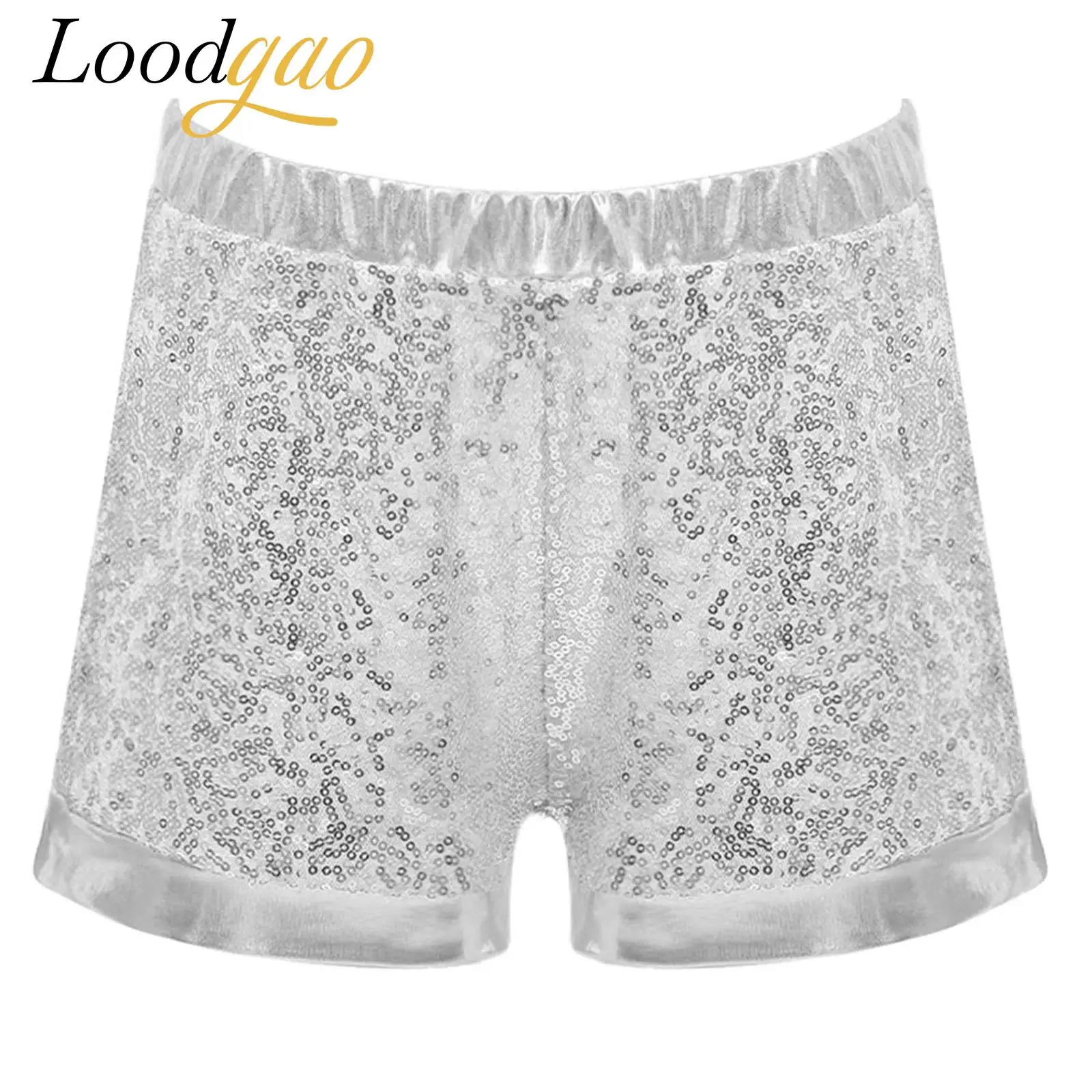 

Детские блестящие металлические короткие штаны с блестками, шорты с блестками, шорты для джазовых танцев для девочек, детские костюмы для выступлений с эластичной резинкой на талии