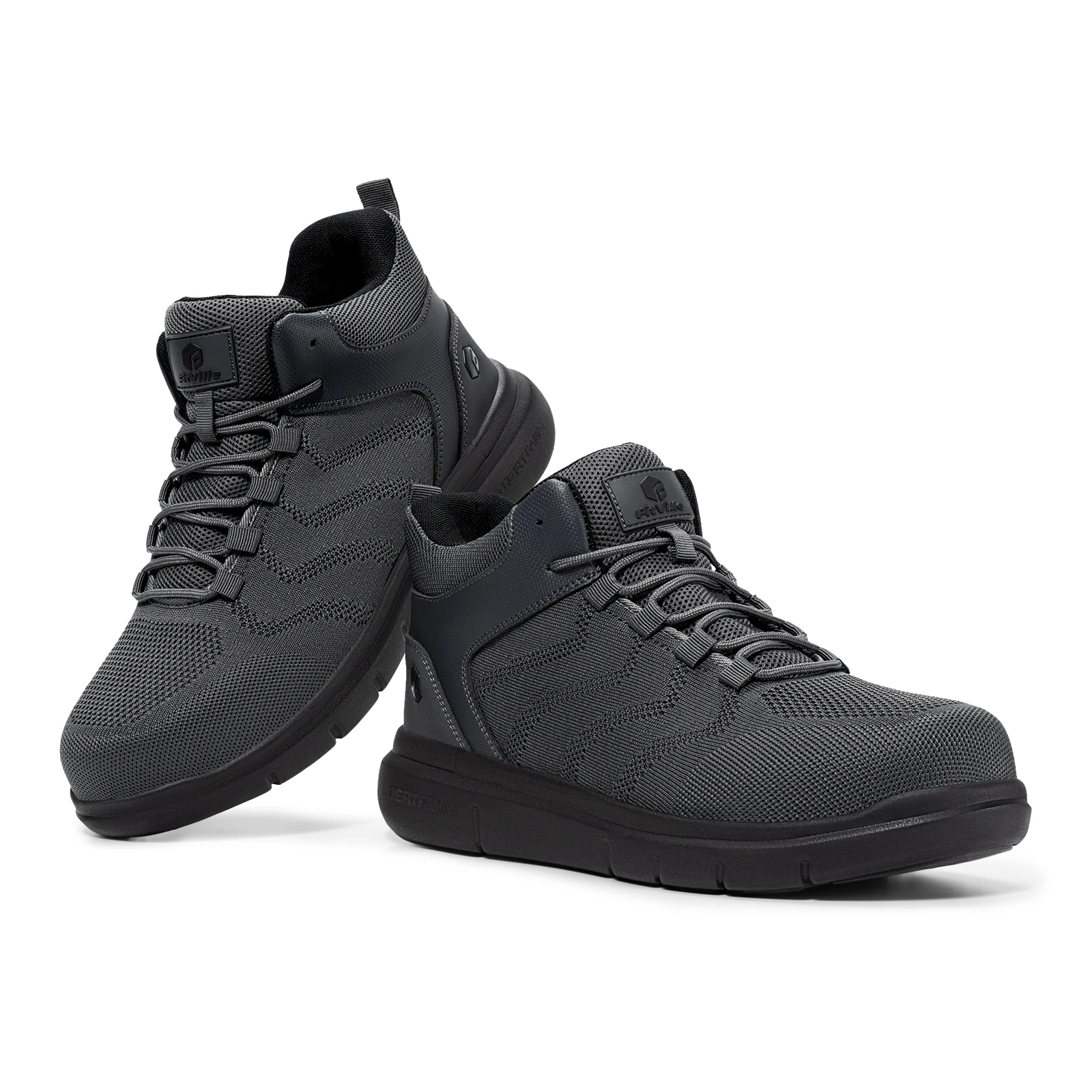 FitVille Wide Work Boots for Men Composite Indestructible Steel Toe Protect Safety Boots Anti-slip High Top Work Shoes for Men