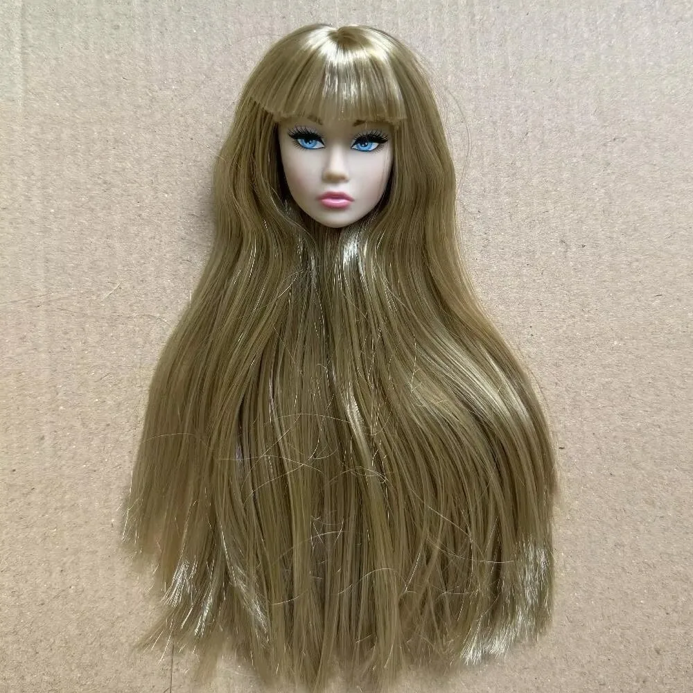 European Face Doll Head Long Hair White Normal Tan Skin Practice Makeup Head Fashion Doll Head for 11.5 Inch BJD Doll Body