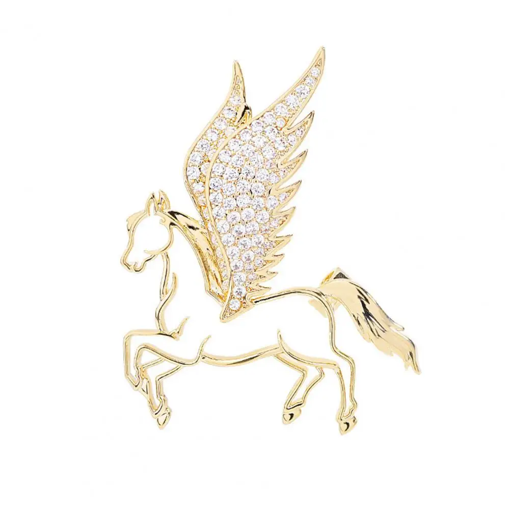 Brooch Rhinestone Horse Brooch Pin Three-dimensional Flying Horse Jewelry Elegant Lapel Badge for Sweater Scarf Dress