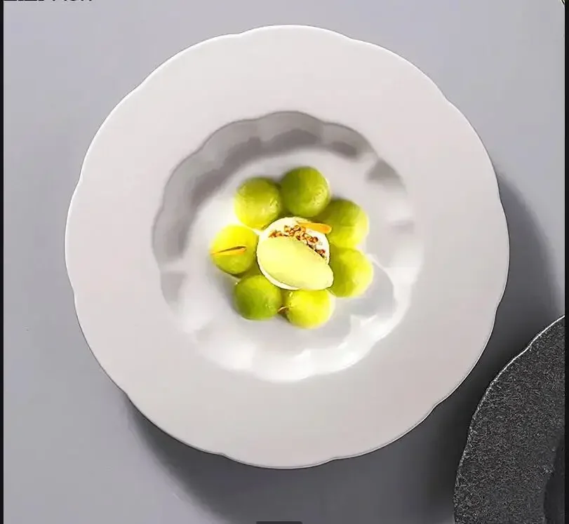 

Керамическая тарелка в форме белого цветка, вечерние фруктовые десертные тарелки, креативная домашняя тарелка для стейка, украшение для кухни, посуда