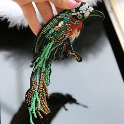 Sequins embroidery 3D bead parrot patch birds animal decorative patch large heavy order bead applique