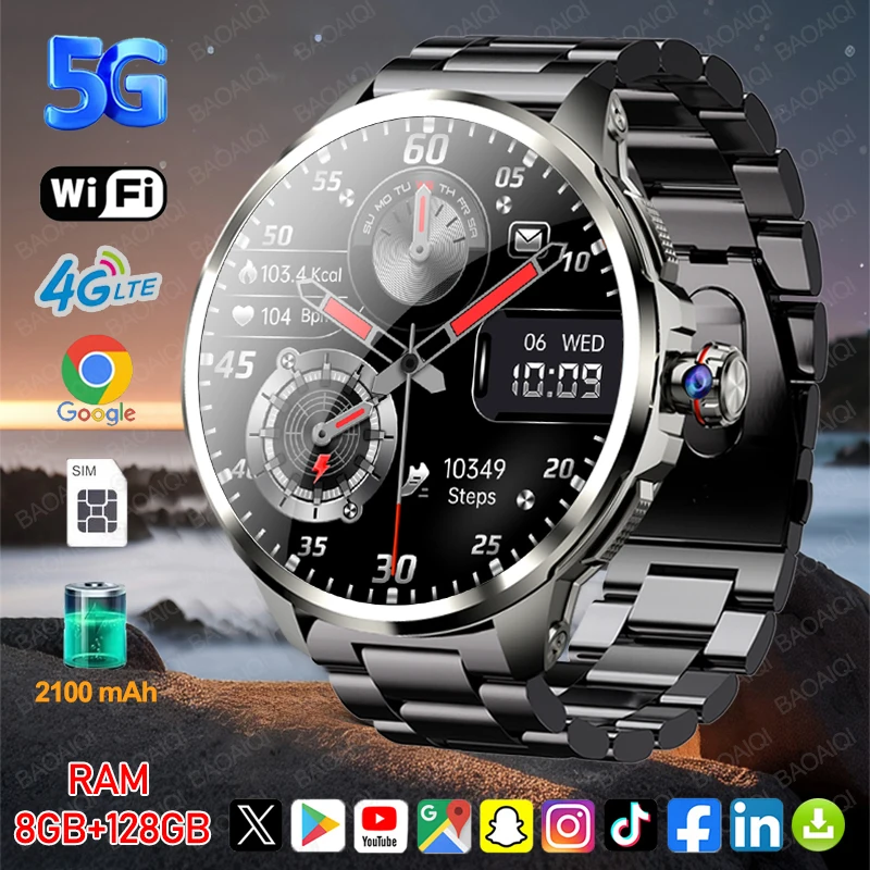 

5G/4G Full Network Smart Watch 1.95 inch 720*720 Big Screen HD Video Call 8GB+128GB RAM Smartwatch Google Play WIFI GPS Sim Card